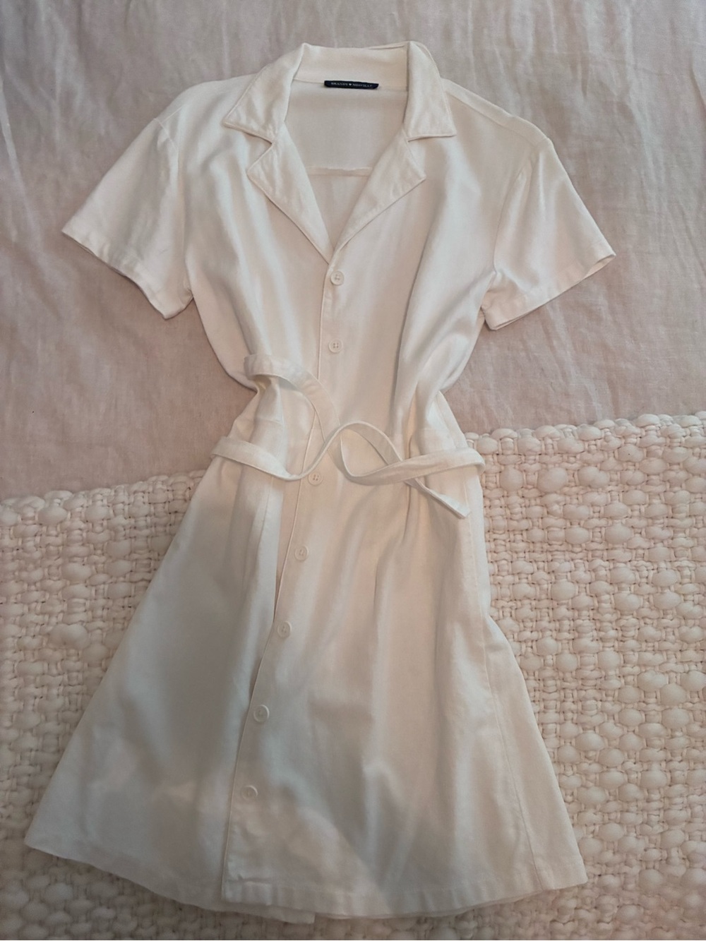 🤍Brandy Melville Cream Button-Up Mini Shirt Dress summer
